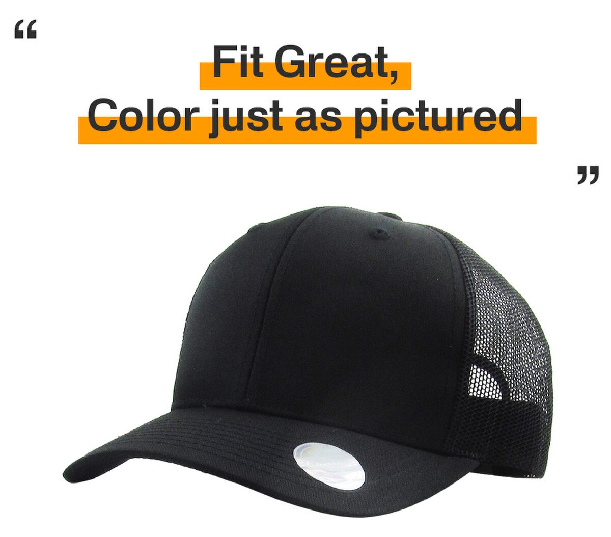 Black Classic 6 Panel Trucker Mesh Snapback Side View Fit Great